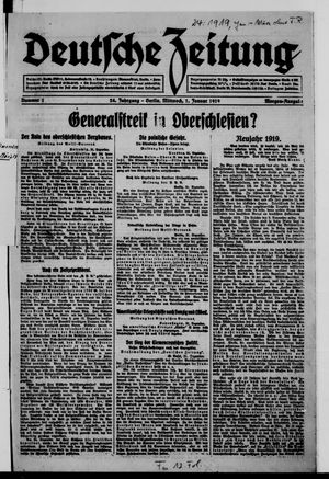 Deutsche Zeitung on Jan 1, 1919