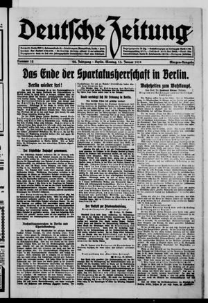 Deutsche Zeitung on Jan 13, 1919