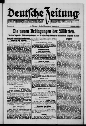 Deutsche Zeitung on Jan 15, 1919