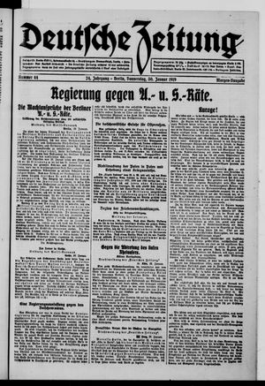 Deutsche Zeitung on Jan 30, 1919