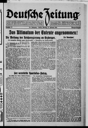 Deutsche Zeitung vom 17.02.1919