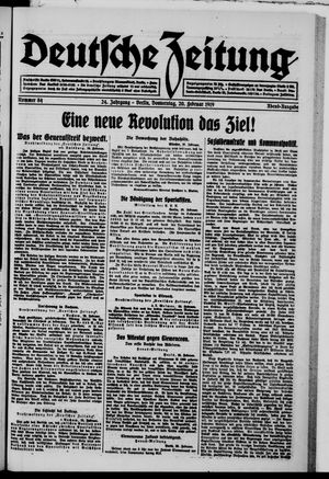Deutsche Zeitung on Feb 20, 1919