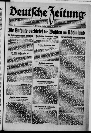 Deutsche Zeitung on Feb 21, 1919