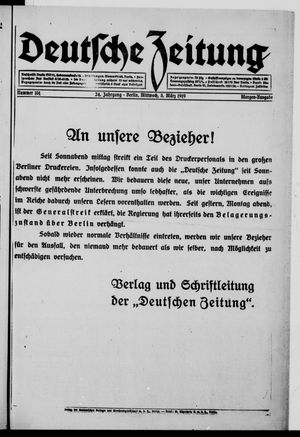 Deutsche Zeitung on Mar 5, 1919