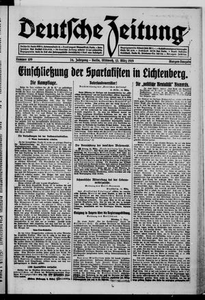 Deutsche Zeitung on Mar 12, 1919