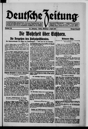 Deutsche Zeitung on Apr 9, 1919