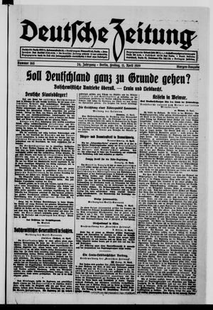 Deutsche Zeitung on Apr 11, 1919