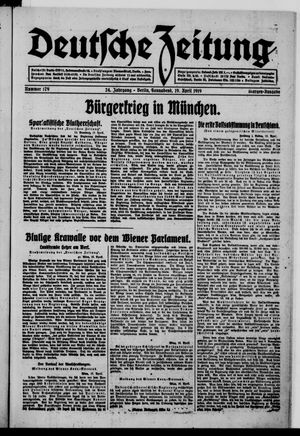 Deutsche Zeitung on Apr 19, 1919