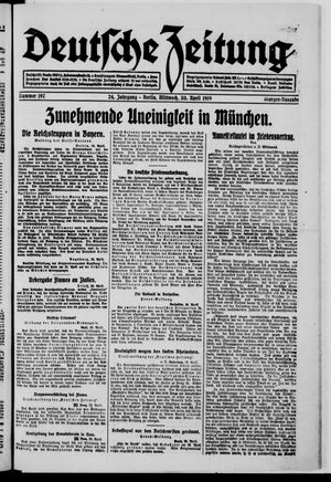 Deutsche Zeitung on Apr 30, 1919