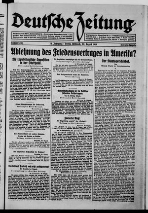 Deutsche Zeitung vom 27.08.1919