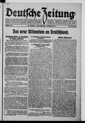 Deutsche Zeitung vom 03.09.1919