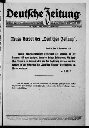 Deutsche Zeitung vom 07.09.1919