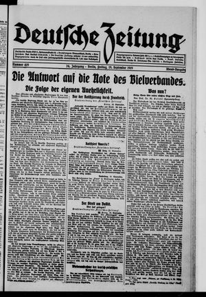 Deutsche Zeitung vom 19.09.1919