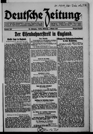 Deutsche Zeitung vom 01.10.1919