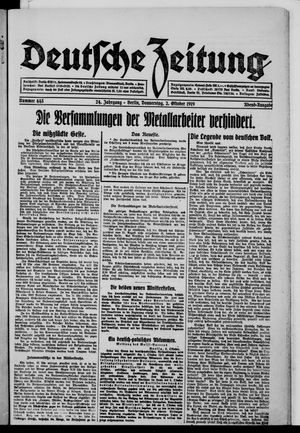 Deutsche Zeitung on Oct 2, 1919