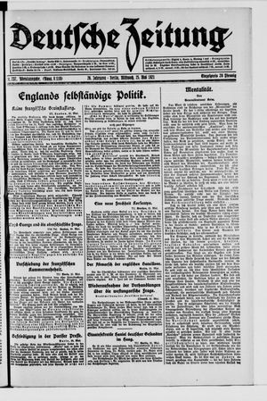 Deutsche Zeitung vom 25.05.1921