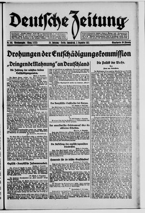 Deutsche Zeitung vom 03.12.1921