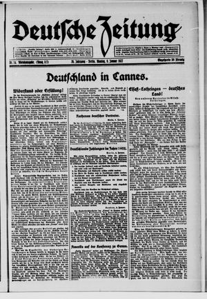 Deutsche Zeitung vom 09.01.1922
