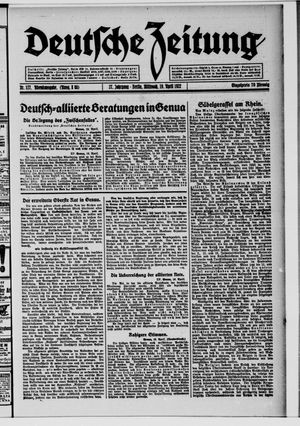 Deutsche Zeitung vom 19.04.1922