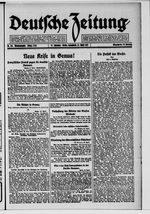 Deutsche Zeitung vom 22.04.1922