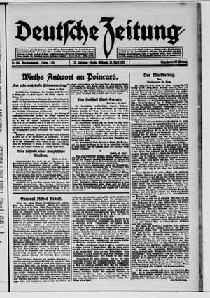 Deutsche Zeitung vom 26.04.1922
