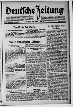 Deutsche Zeitung on Aug 2, 1922