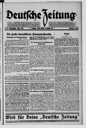 Deutsche Zeitung vom 03.09.1922