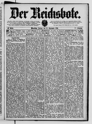 Der Reichsbote on Sep 15, 1876