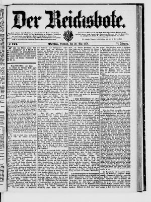 Der Reichsbote on May 29, 1878