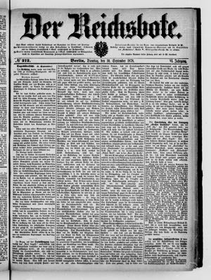Der Reichsbote vom 10.09.1878