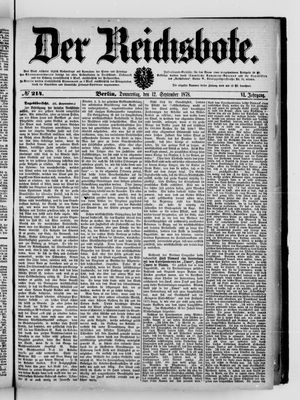 Der Reichsbote vom 12.09.1878