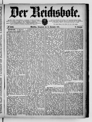 Der Reichsbote vom 14.09.1878