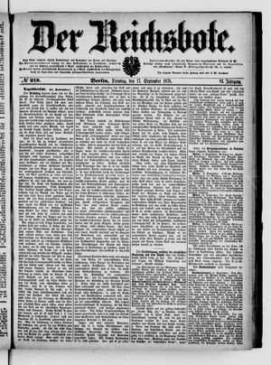 Der Reichsbote vom 17.09.1878