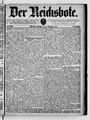 Der Reichsbote vom 18.09.1878