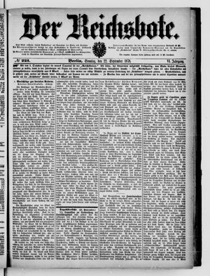 Der Reichsbote vom 22.09.1878