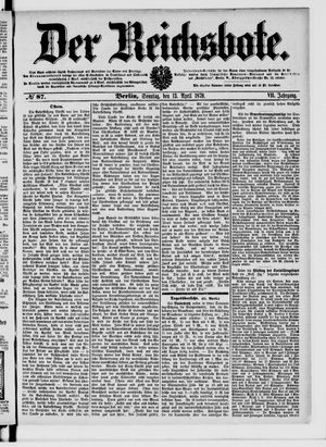 Der Reichsbote on Apr 13, 1879