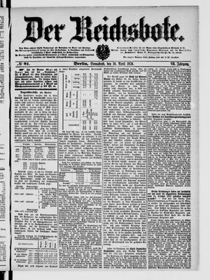 Der Reichsbote vom 19.04.1879
