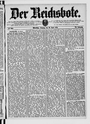Der Reichsbote vom 20.04.1879