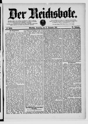 Der Reichsbote vom 15.09.1881