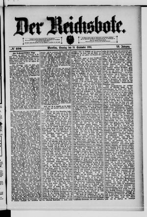 Der Reichsbote vom 14.09.1884