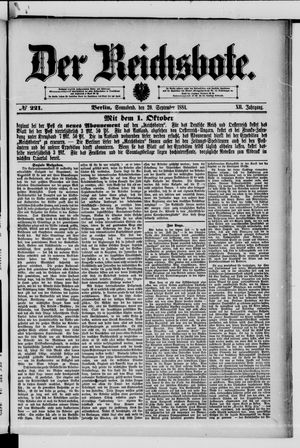 Der Reichsbote vom 20.09.1884