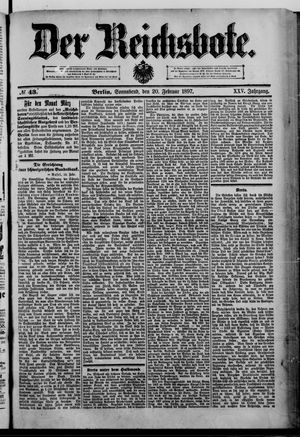 Der Reichsbote on Feb 20, 1897