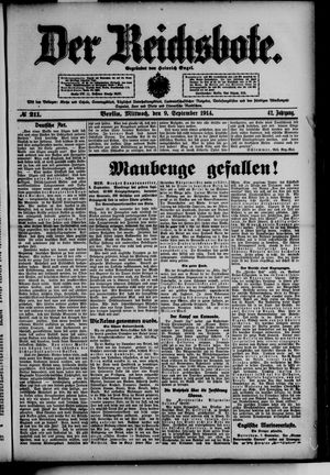 Der Reichsbote vom 09.09.1914