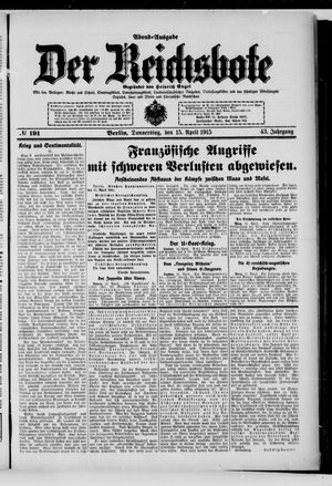 Der Reichsbote vom 15.04.1915