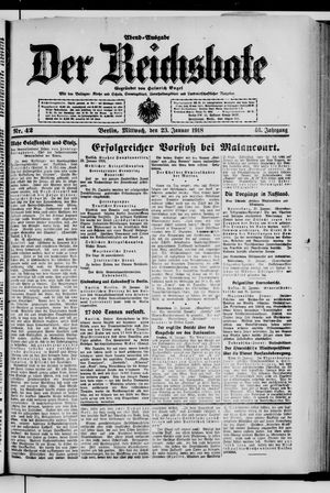 Der Reichsbote on Jan 23, 1918