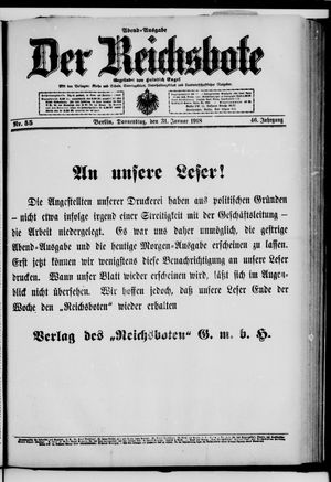 Der Reichsbote on Jan 31, 1918