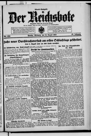 Der Reichsbote vom 21.08.1918