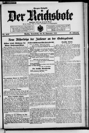 Der Reichsbote vom 21.09.1918