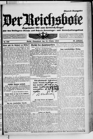 Der Reichsbote vom 19.10.1918