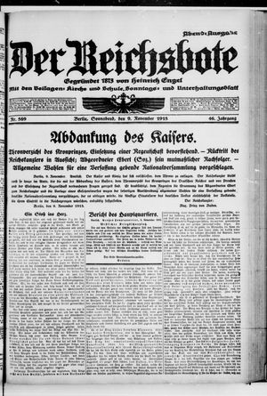 Der Reichsbote vom 09.11.1918